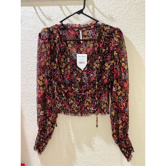 Free People Twyla Cropped Floral Top XS - Picture 1 of 4